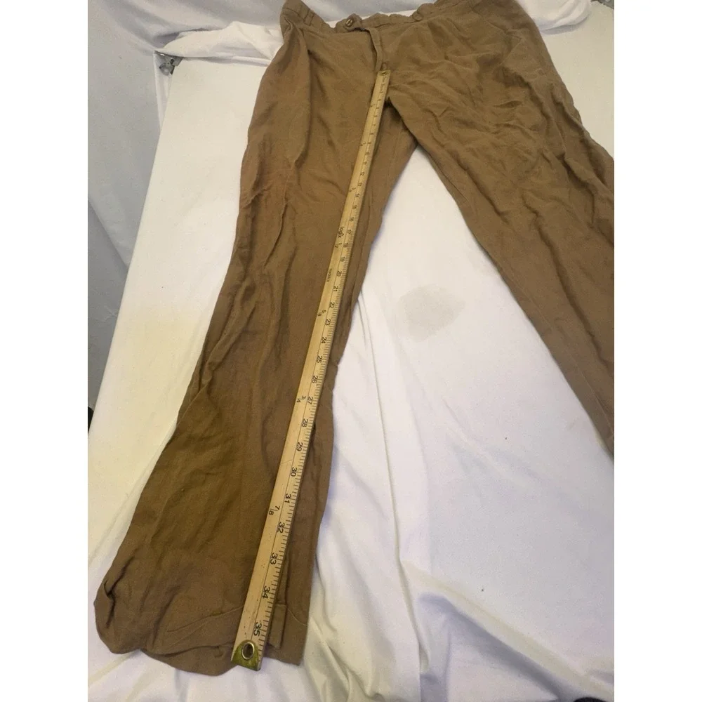 Giorgio Inserti Collezione Italiano Dress Pants Mens 42x36 Brown 100% Linen Y2K